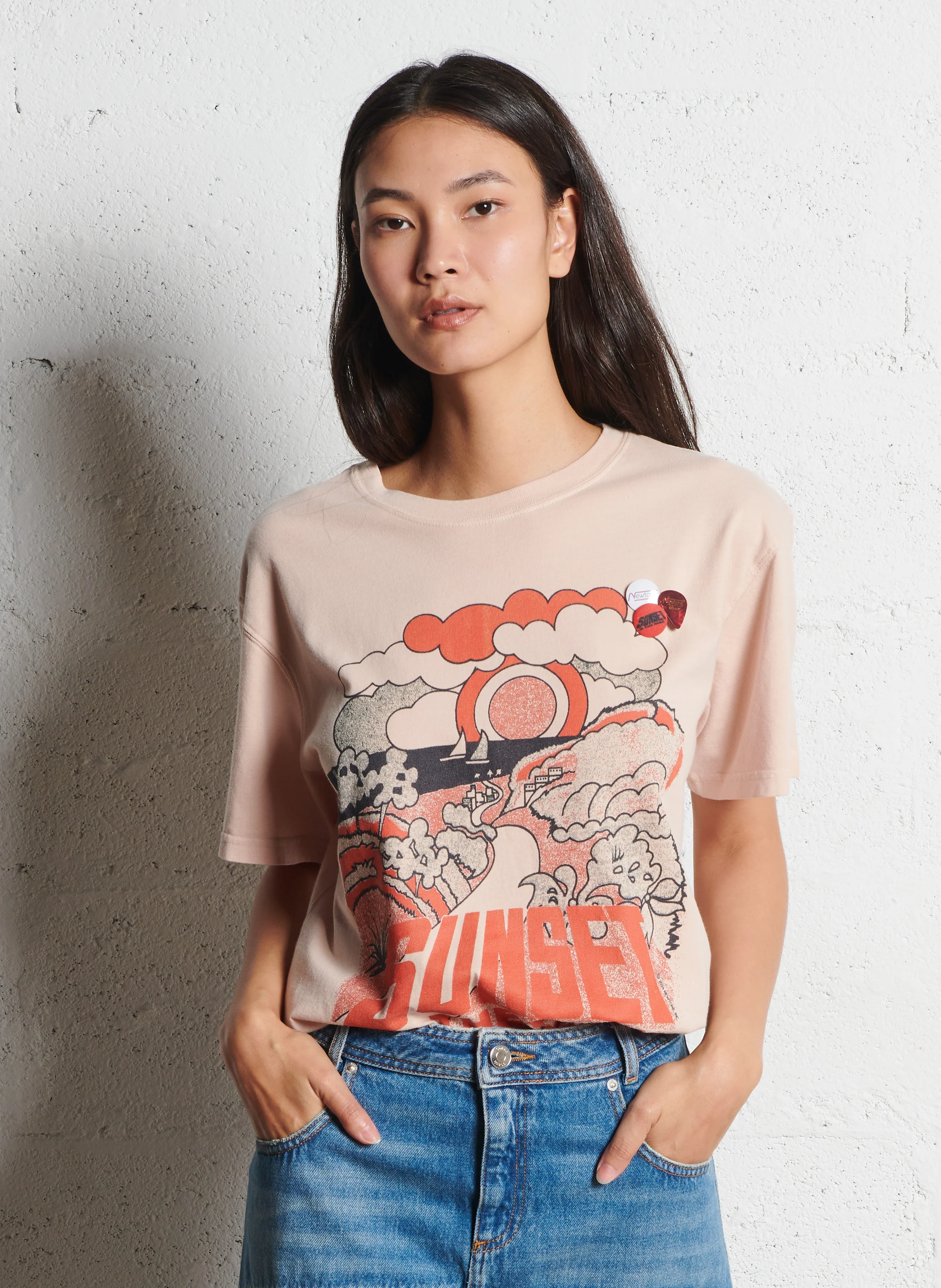 TRUCKER PARK - Tee-shirt droit col rond sérigraphié en coton | Gris