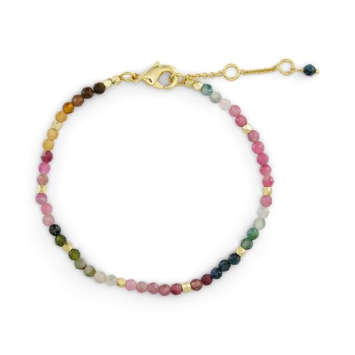 Pure By Nat Multi Natursten Armbånd, Goldplated Tourmaline, 17 cm