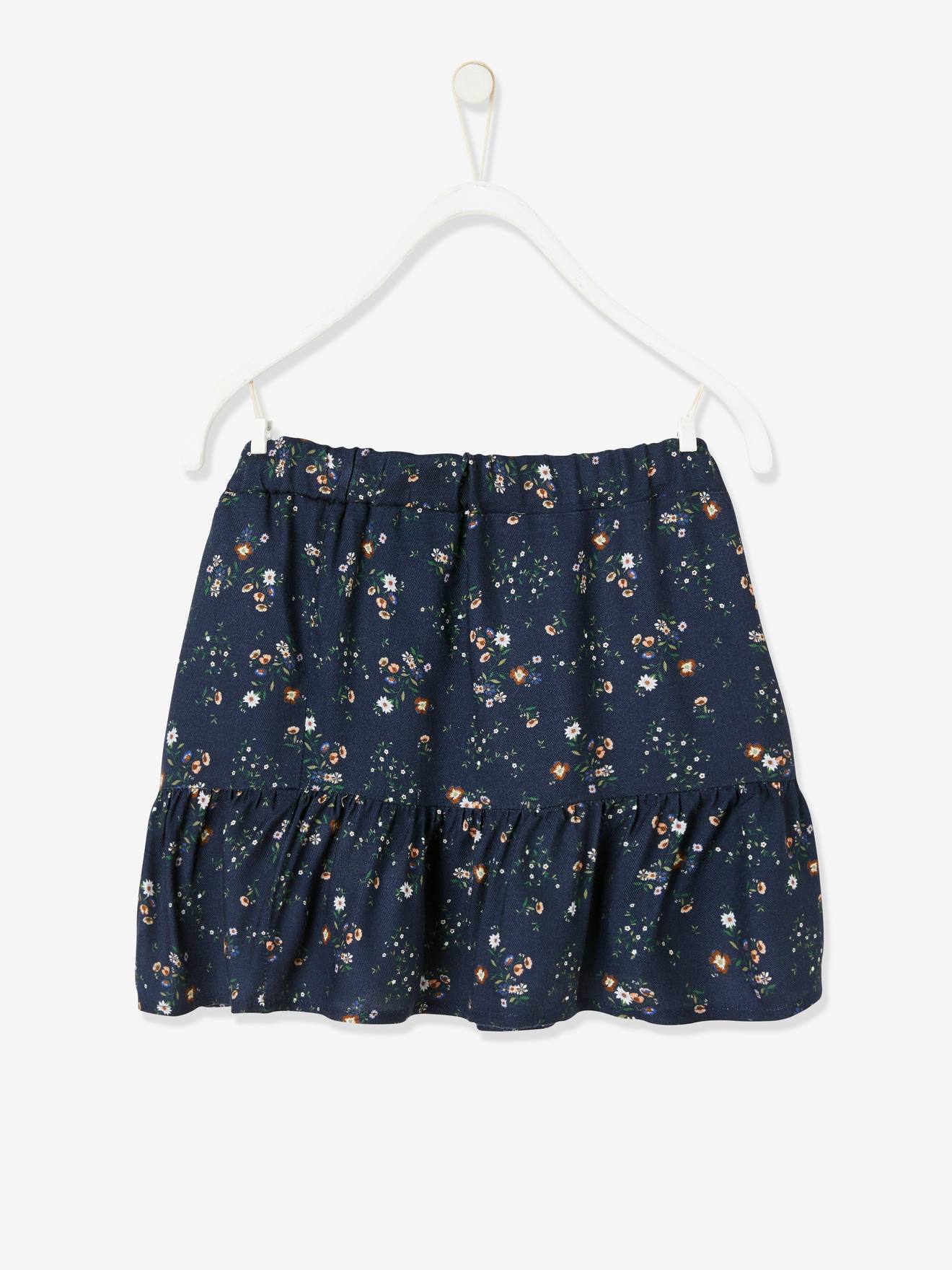 Saia estampada azul-escura para meninas