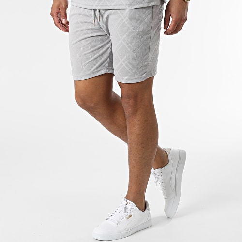 Ensemble Tee Shirt Oversize A Poche Poitrine Et Short Jogging PP6001-6002 Gris