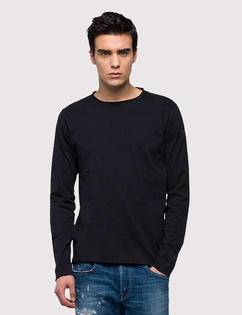 REPLAY T-SHIRT NOIR BASIC À MANCHES LONGUES