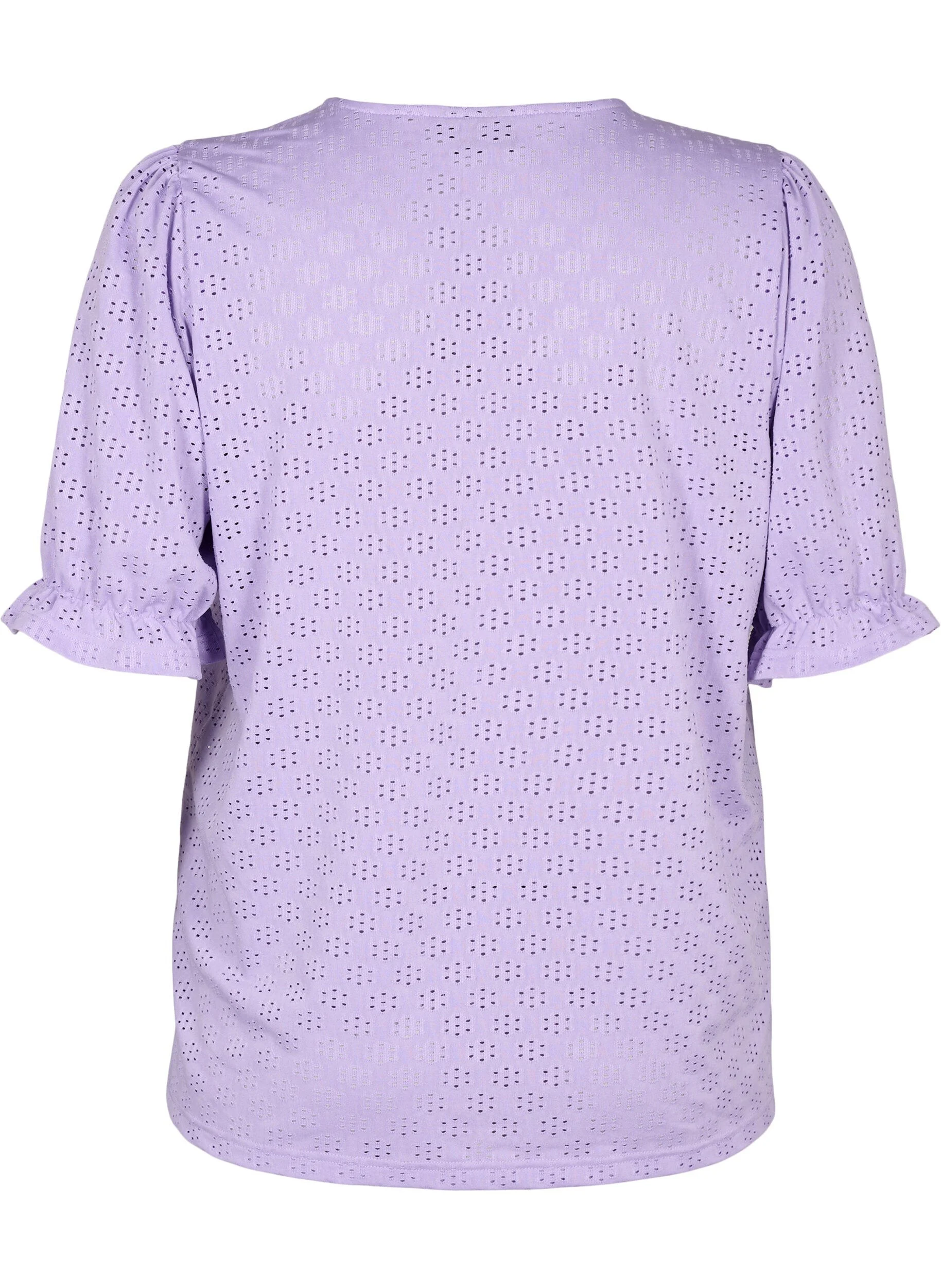 V-hals bluse med hulmønster