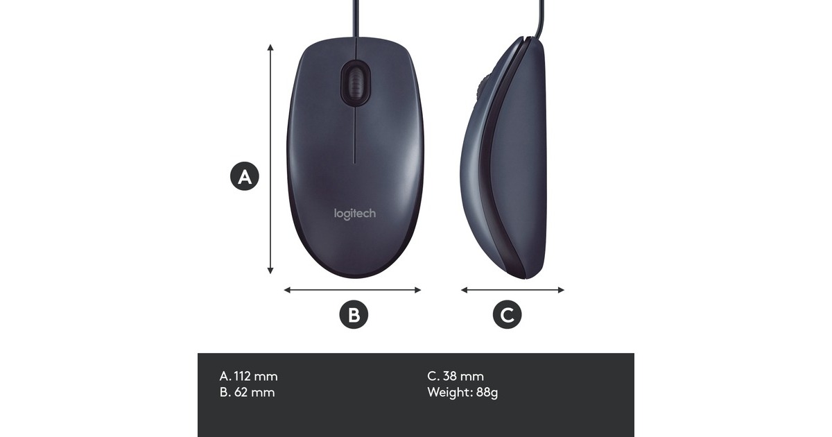 LogitechB100 Optical USB Mouse for Business  (Zwart, 800 dpi)