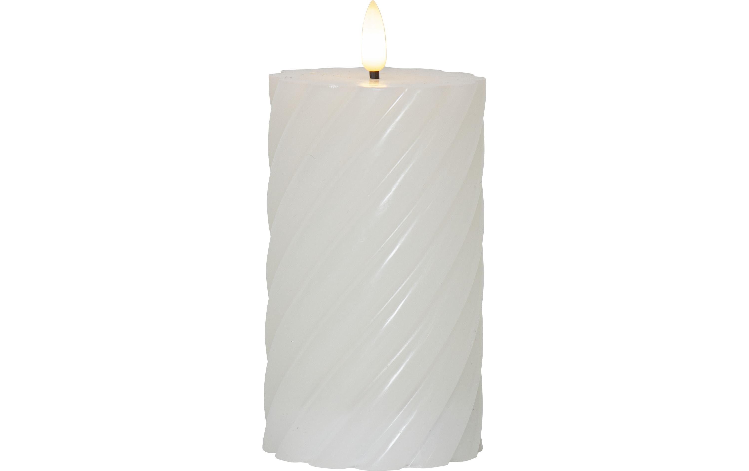 LED-Kerze Pillar Flamme Swirl, Ø 7.5 x 15 cm, WeissKünstliche Kerze mit beweglicher Flamme