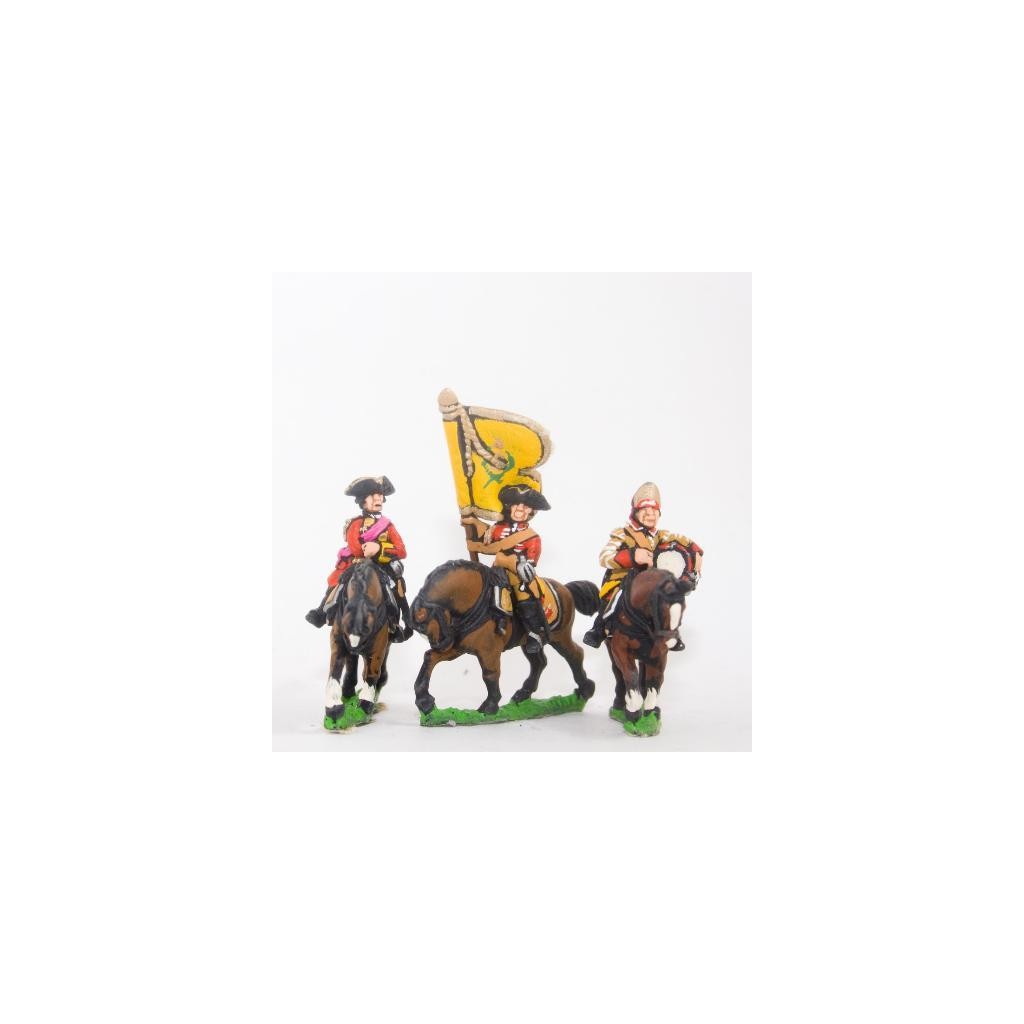 Seven Years War British: Command: Dragoon Officer, Standard Bearer & Drummer