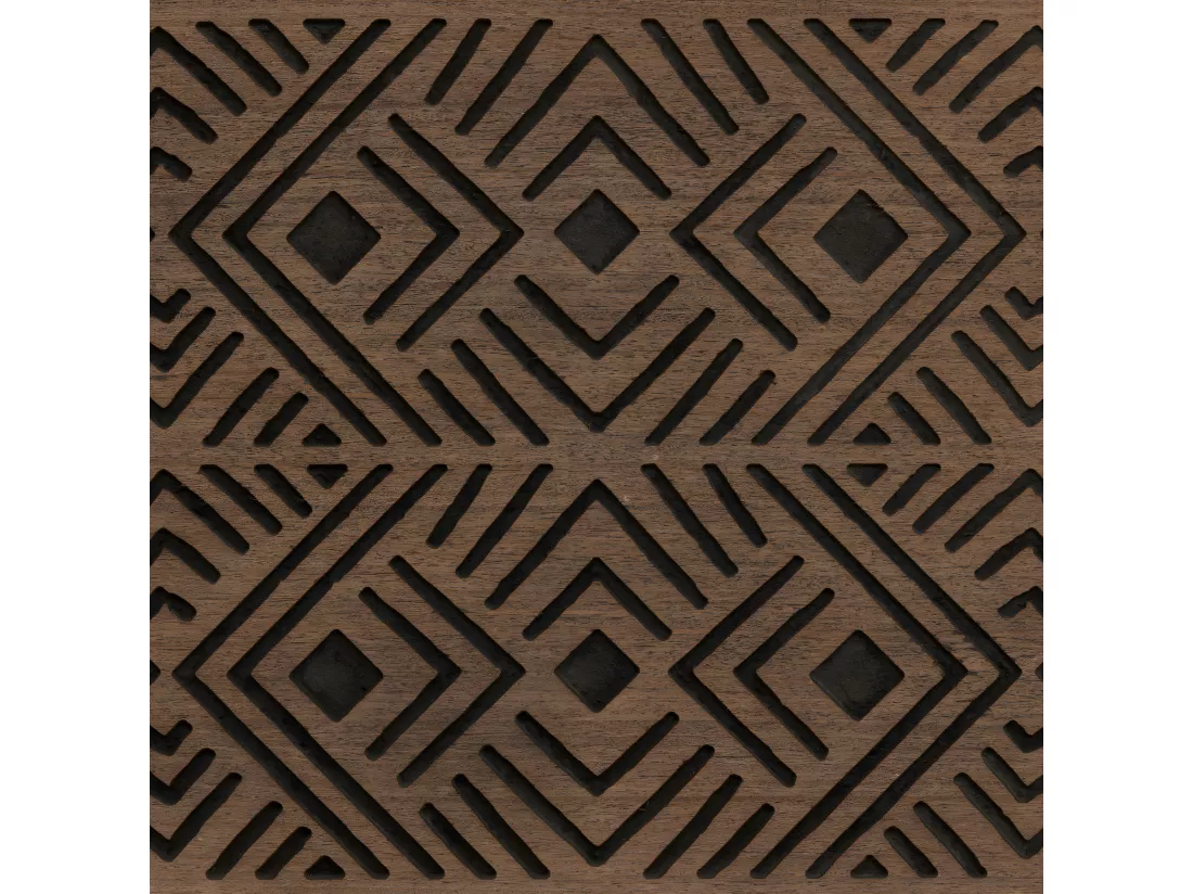 Set de 2 Malles de rangement en bois marron gravé L 51 et L 41 cm