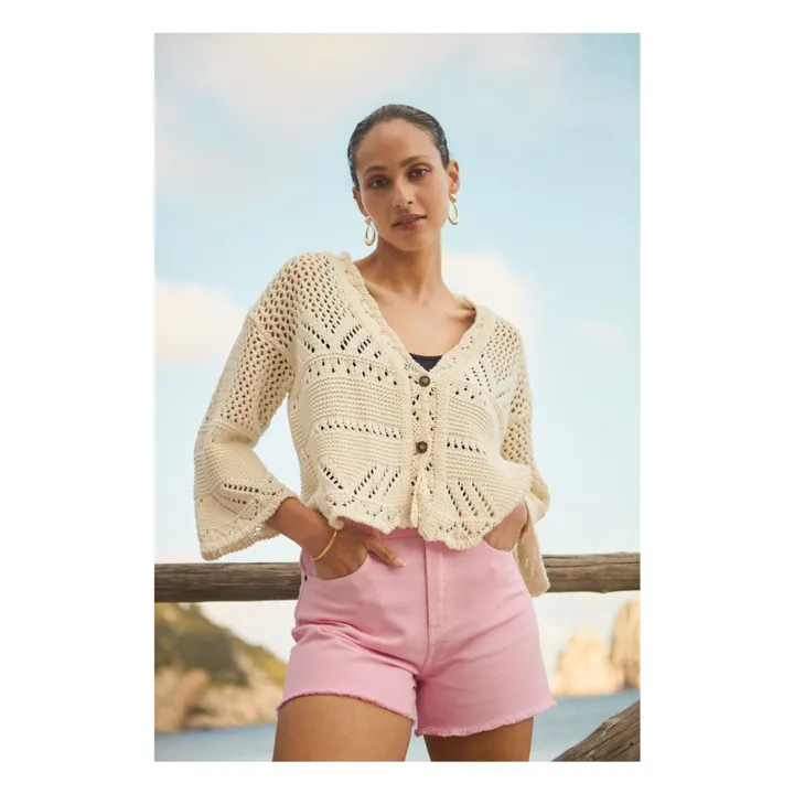 Alma Deia Short Effiloché Denim en Coton Bio | Rose bonbon