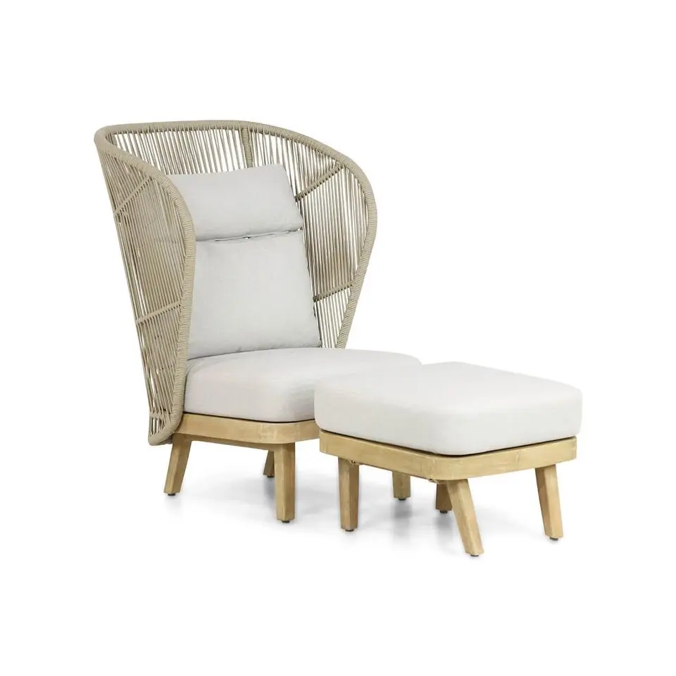 Bistroset 1 persoon Teakhout/rope Naturel teak Coco Napoli