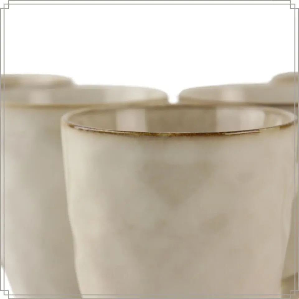 OTIX Theemokken Koffiekopjes met oor set van 6 Beige Keramiek MAPLE