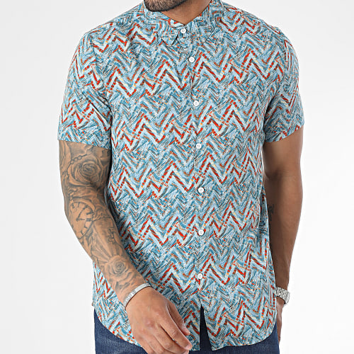 Chemise Manches Courtes Bleu Clair Bleu Roi