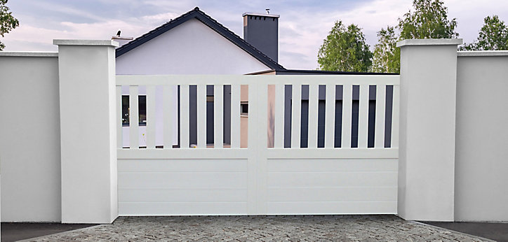 Portail coulissant pvc Naussac blanc - 350 x h.150 cm