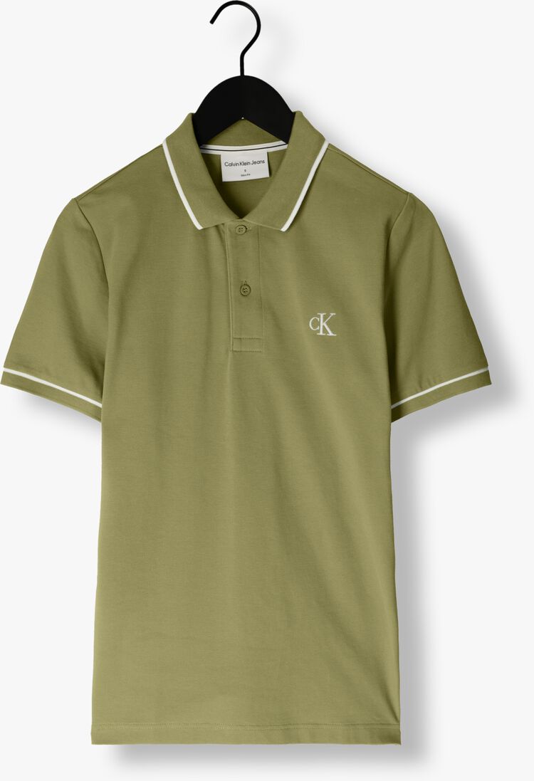 CALVIN KLEIN groene calvin klein polo tipping slim polo