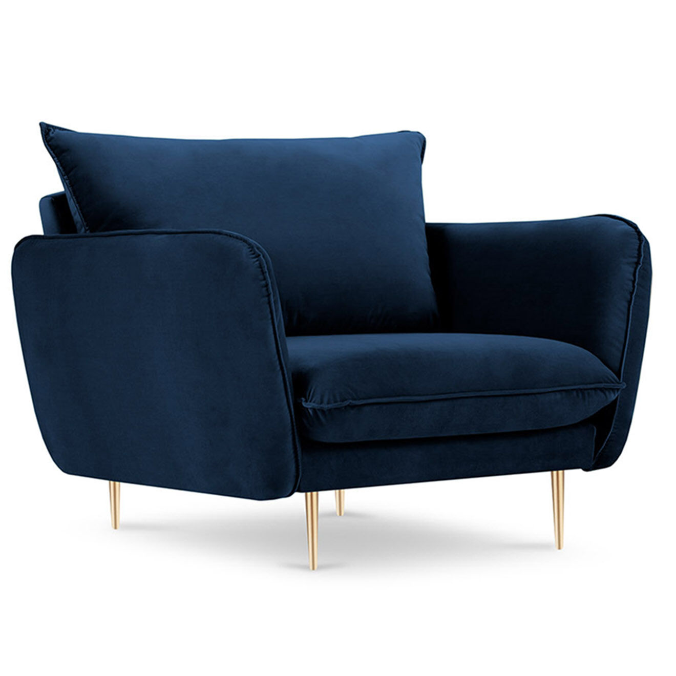 Cosmopolitan Design Fauteuil en Velours Vienna bleu roi - 97x94x95 cm