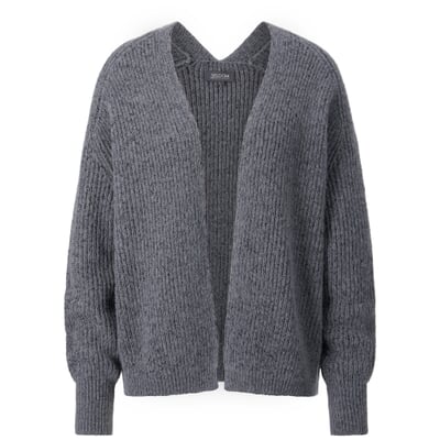 Damen-Strickjacke Rippe, Anthrazit