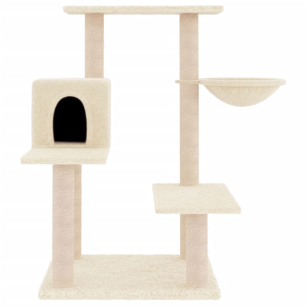 Arranhador para gatos vidaXL com postes de sisal, cor creme, 82,5 cm