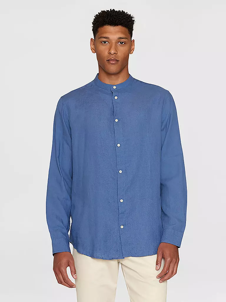 KNOWLEDGE COTTON APPAREL Leinenhemd blau