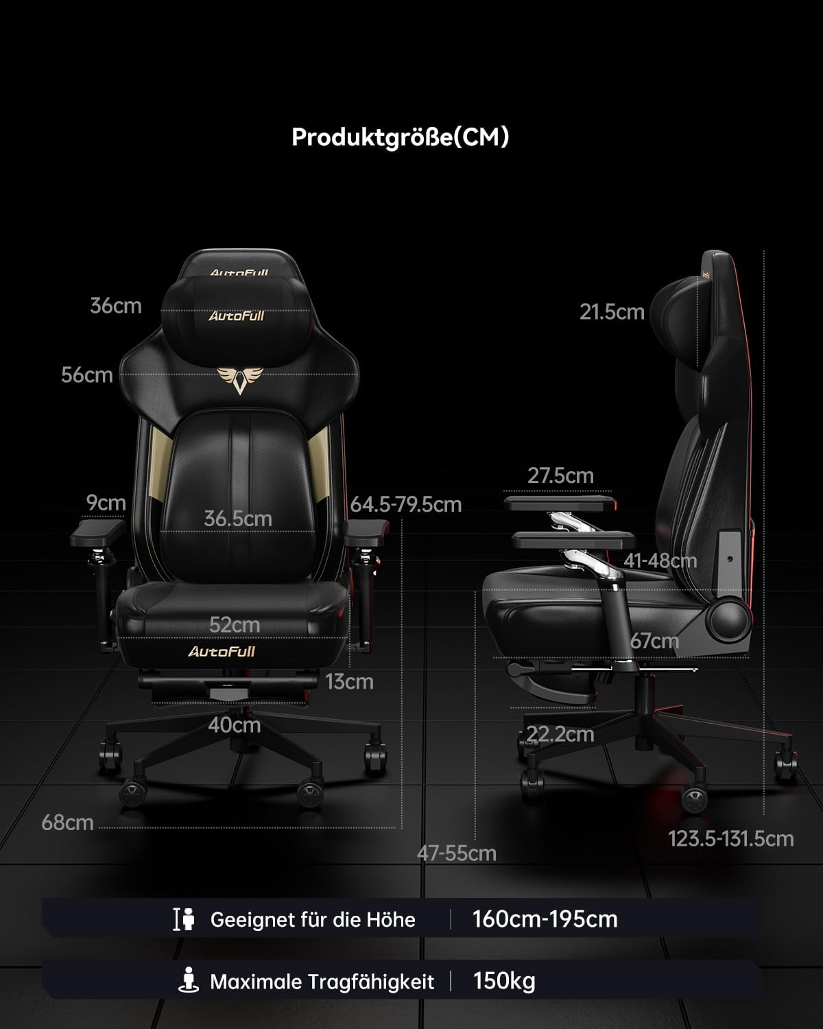 AutoFull M6 Ultra 2.0 Gaming Stuhl mit Massagefunktion | Gaming Chiar Ergonomisch – Weltweit Erster mit Belüftung & Heizung, 720°-Armlehnen, Kopfkissen und Fußstütze | für Gaming & Büro (Schwarz)
