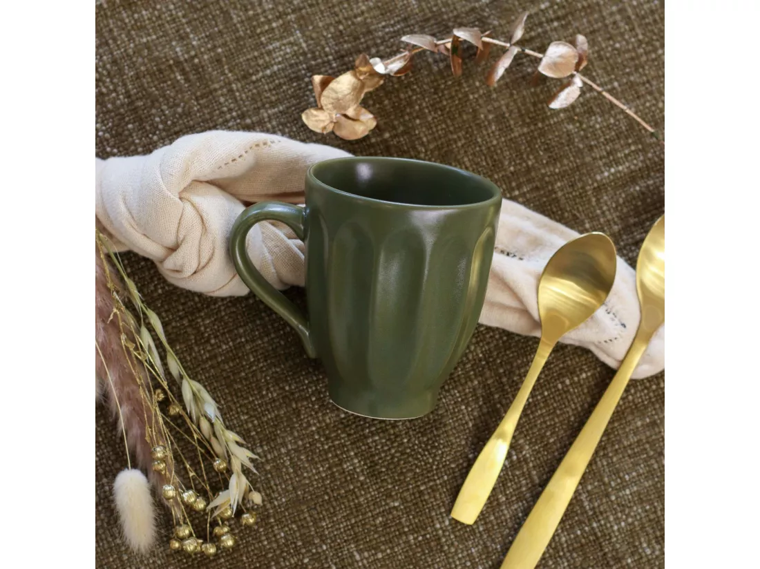 Novastyl - Lot 6 Mugs Bistrot 280ml En Faience Kaki