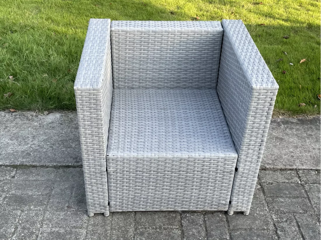 Mobilier de jardin extérieur Fauteuil PE Rotin Canapé Gris Clair