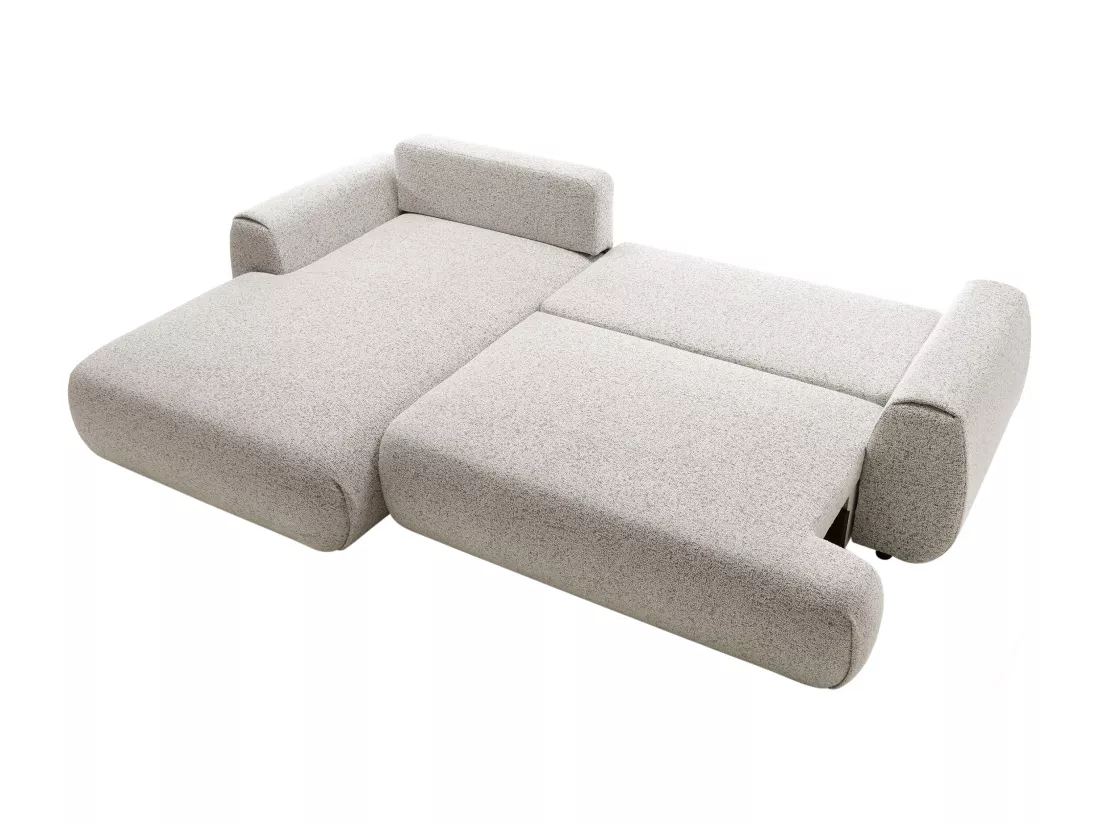 Canapé d'angle gauche convertible en tissu texturé gris clair MONELIA