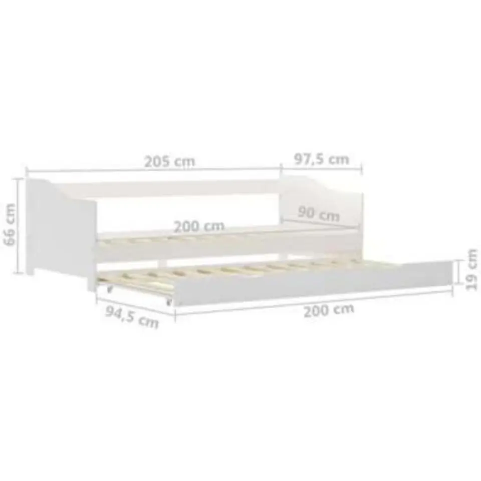 vidaXL - Onderschuifbed - Wit - Grenenhout - 90x200 cm
