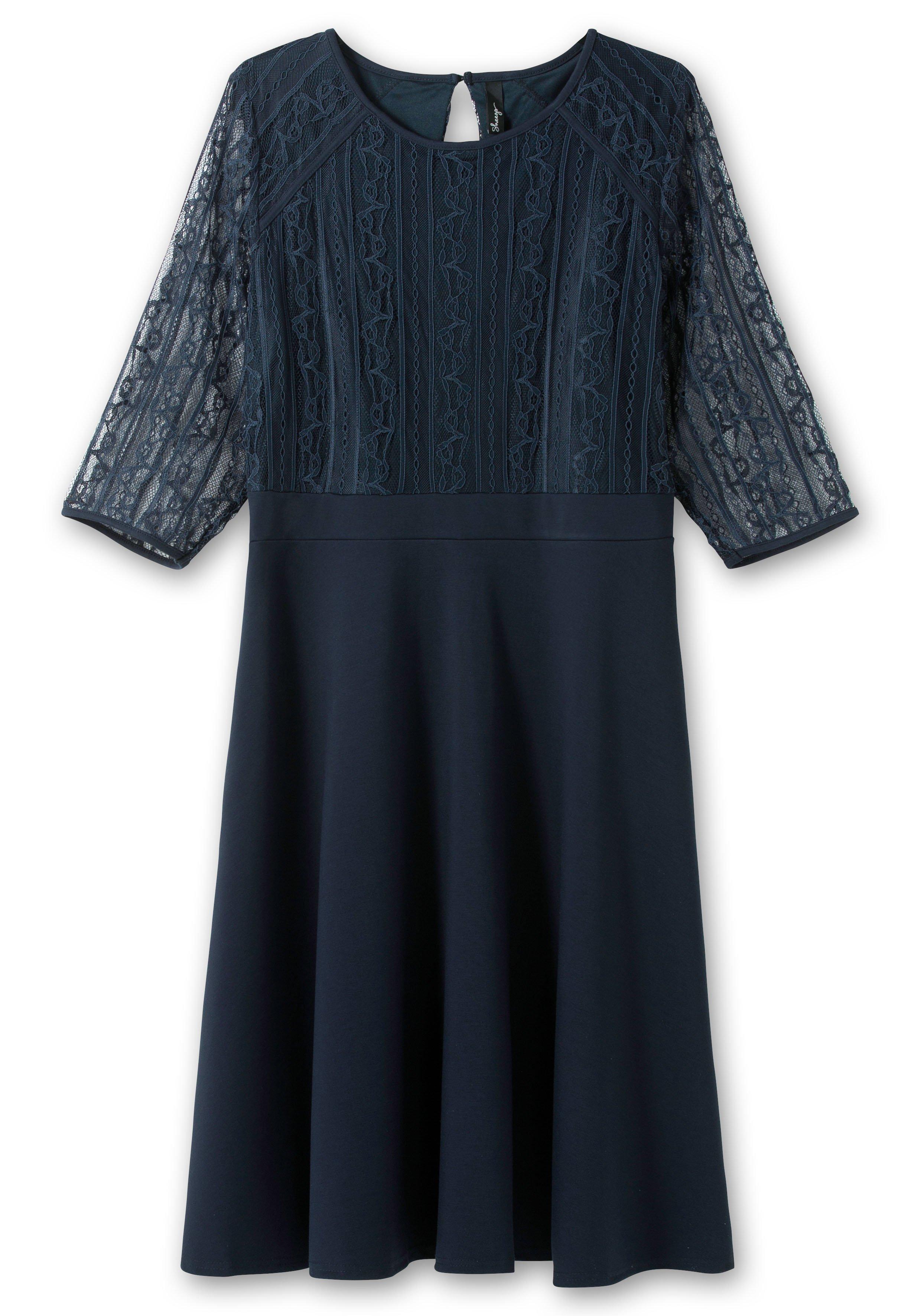 Cocktailkleid mit floraler Spitze und Chiffon-Ärmeln