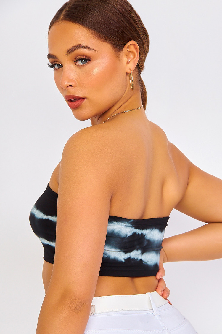 Brassière bustier noire tie & dye