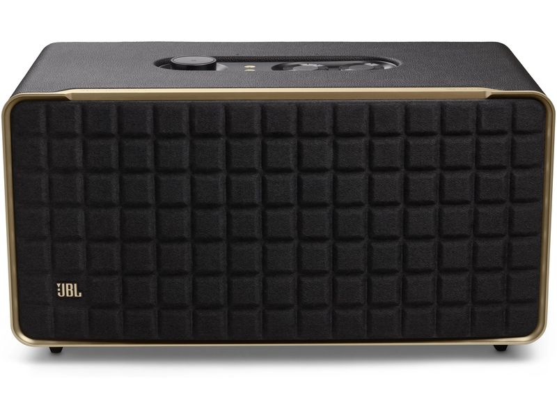 JBL Bluetooth Speaker Authentics 500 Schwarz HiFi-Smart-Home-Lautsprecher mit WLAN, Bluetooth und Sprachassistent im Retro-Design