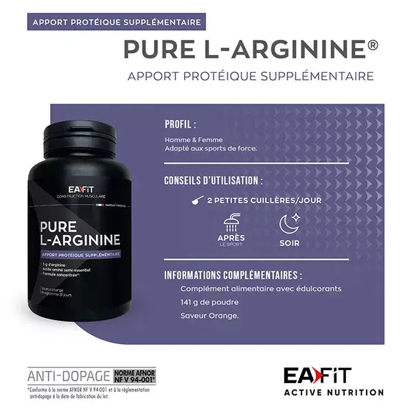 Eafit Pure L-Arginina Sabor Laranja 141g