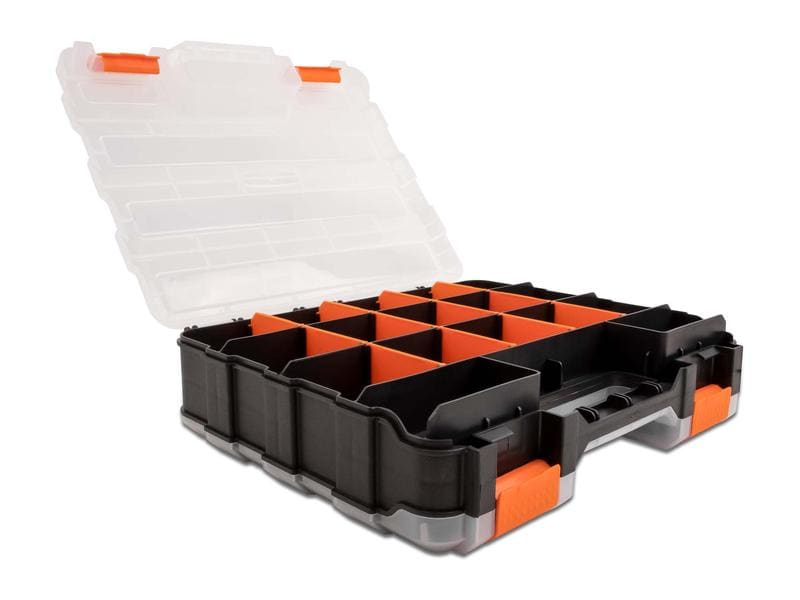 Delock Sortimentskasten Orange / Schwarz 34 Fächer Delock Sortimentsbox mit 34 Fächern 320 x 270 x 80 mm Orange / Schwarz