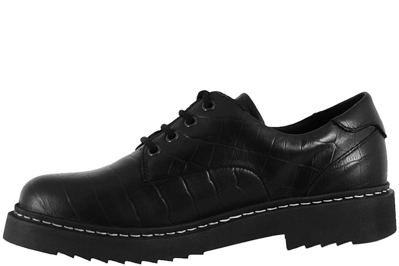 NEW FEET SKO I SORT PRÆGET SKIND