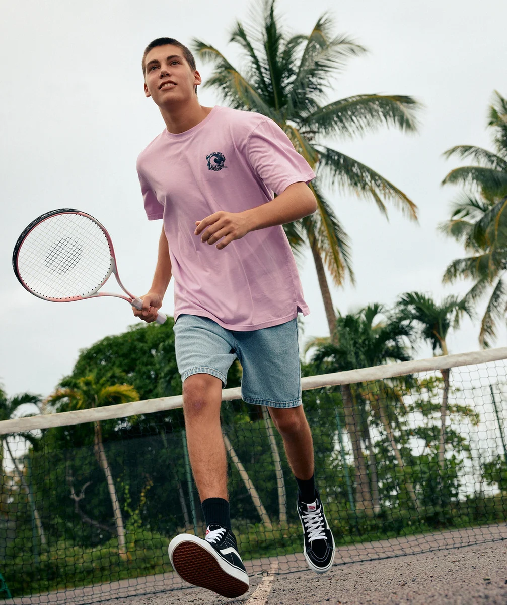 t-shirt manches courtes garçon en coton bio rose motif spring break