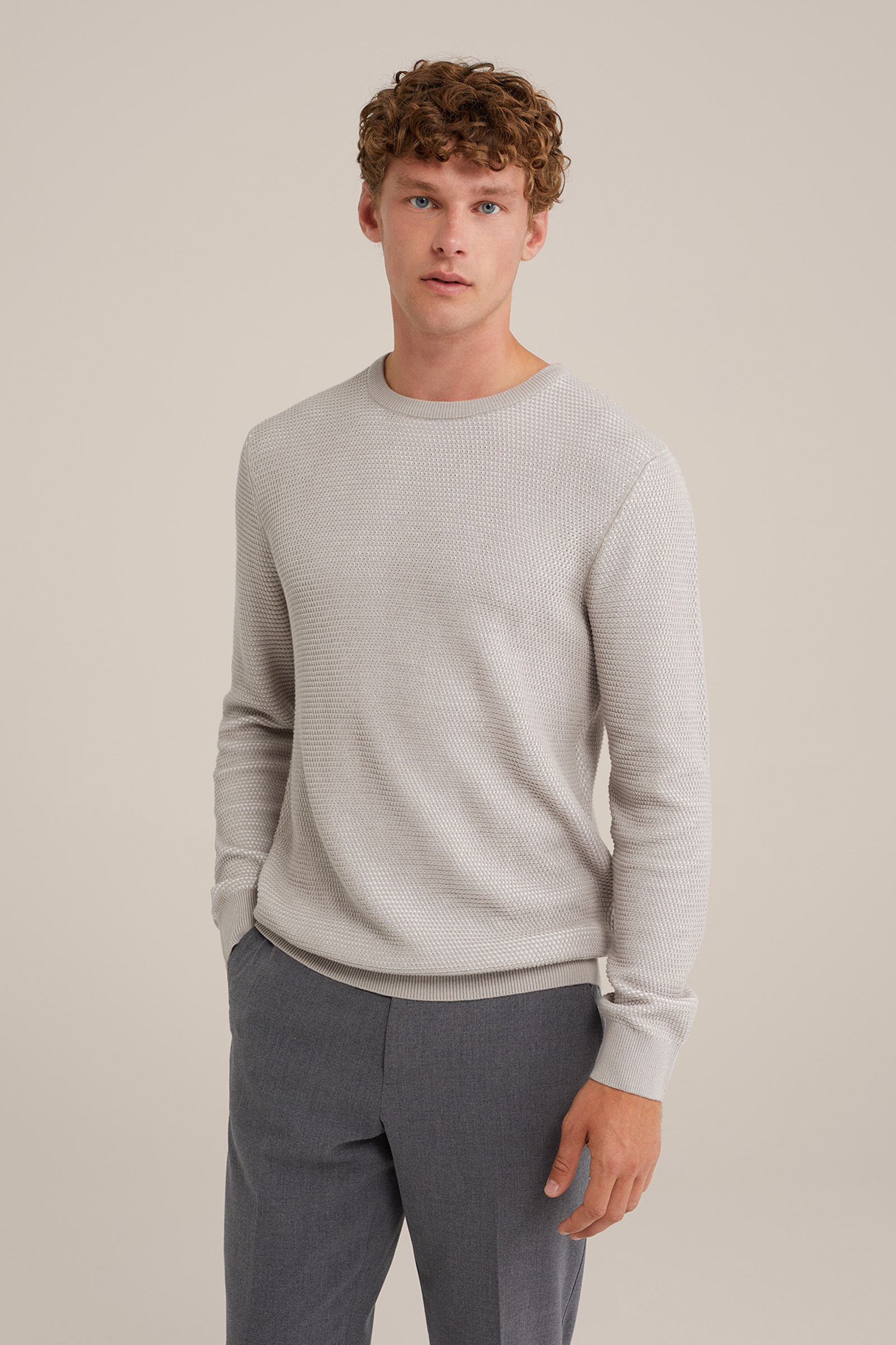 trui met structuur WE Fashion Lichtgrijs