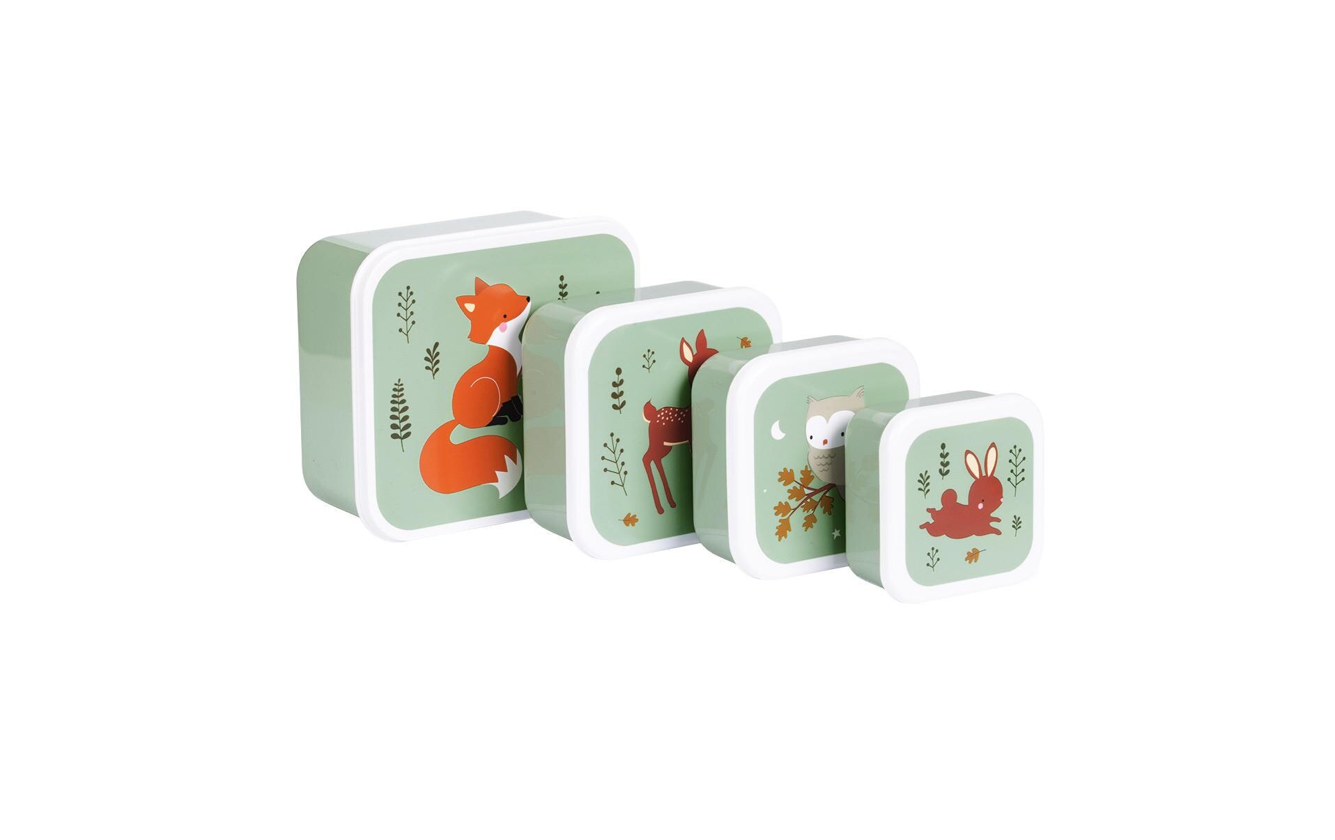 Lunchbox & Snack Box Set Forest Friends, HellgrünLunch- und Snackbox Set mit praktischem Spender