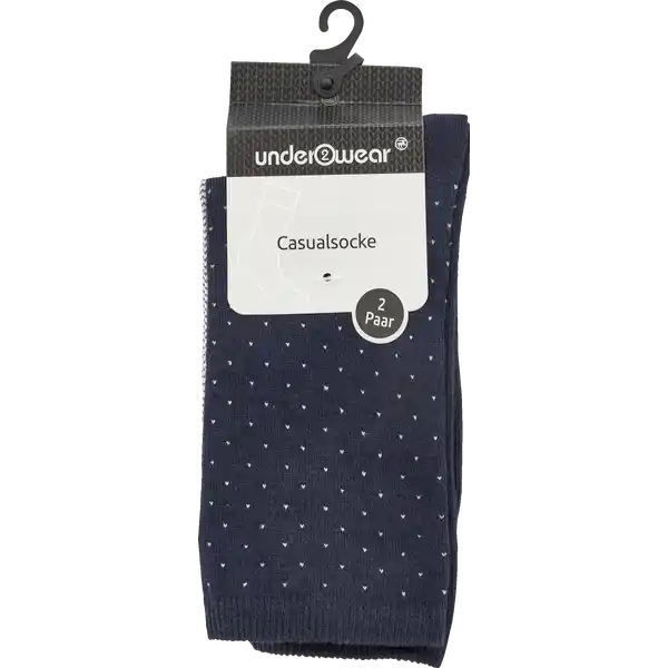 Damen Casual Socken Doppelpack Tupfen / Streifen navy Gr. 39 / 42