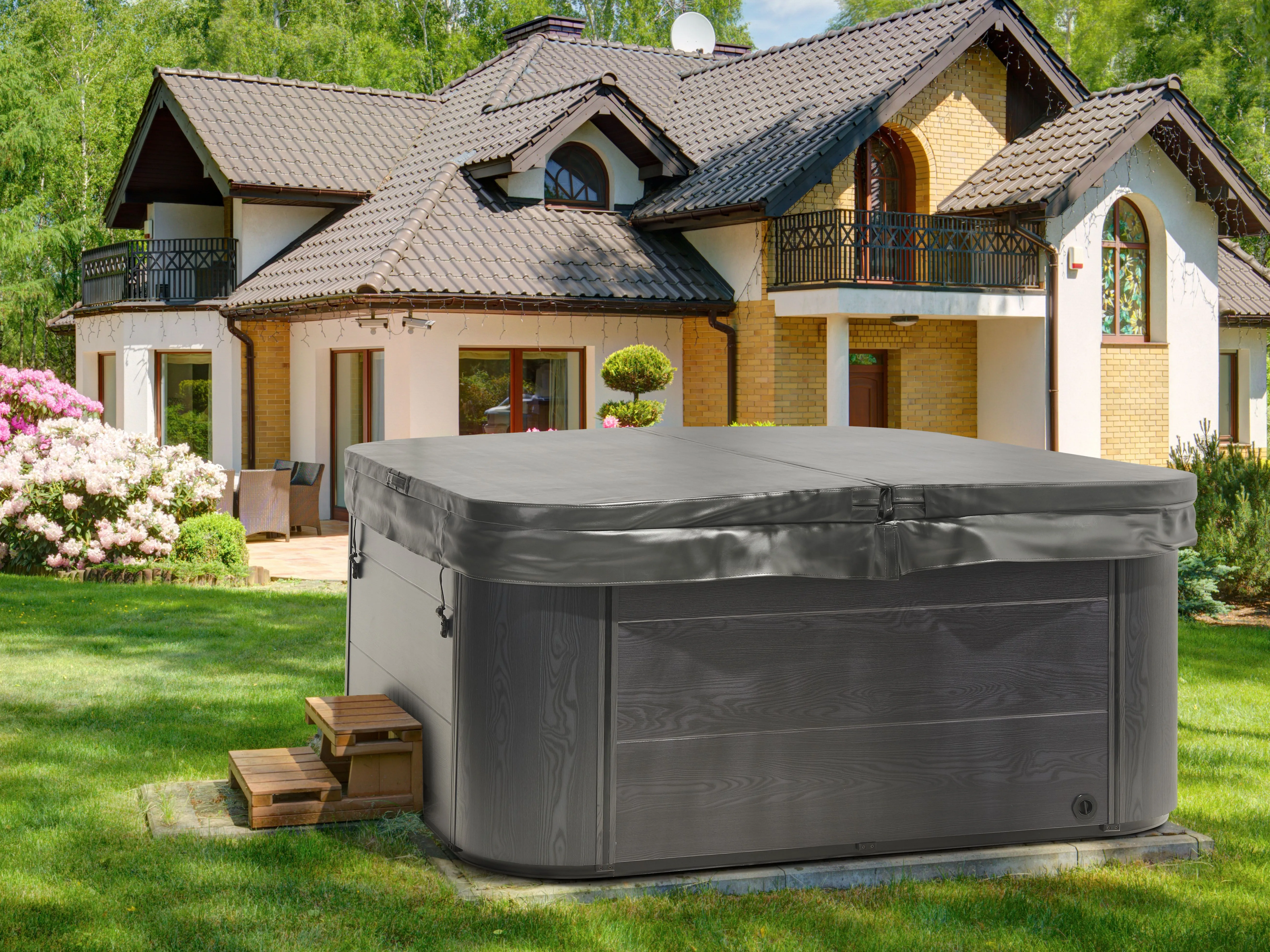 Buiten hottub met LED TULAROSA Wit