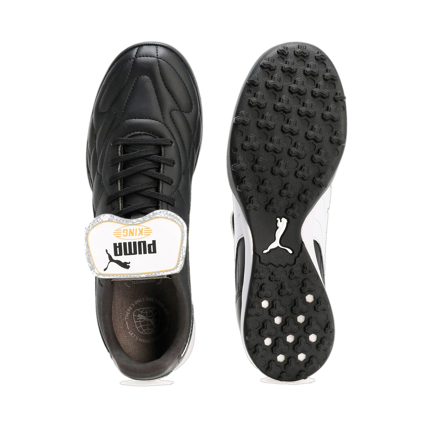 PUMA King Top Turf Voetbalschoenen (TF) Zwart Wit Goud