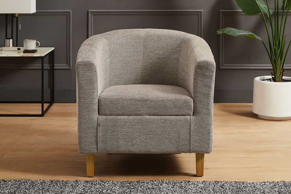 Design Lounge Sessel HEMINGWAY taupe Strukturstoff mit Armlehnen Cocktailsessel