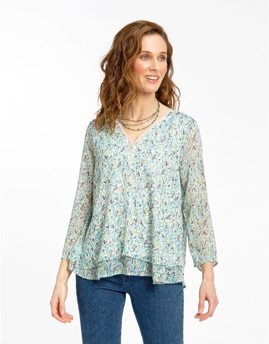 Blouse imprimée verte