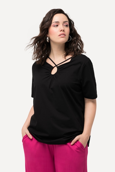 T-Shirt, Zierbänder, Cut-Out, Halbarm