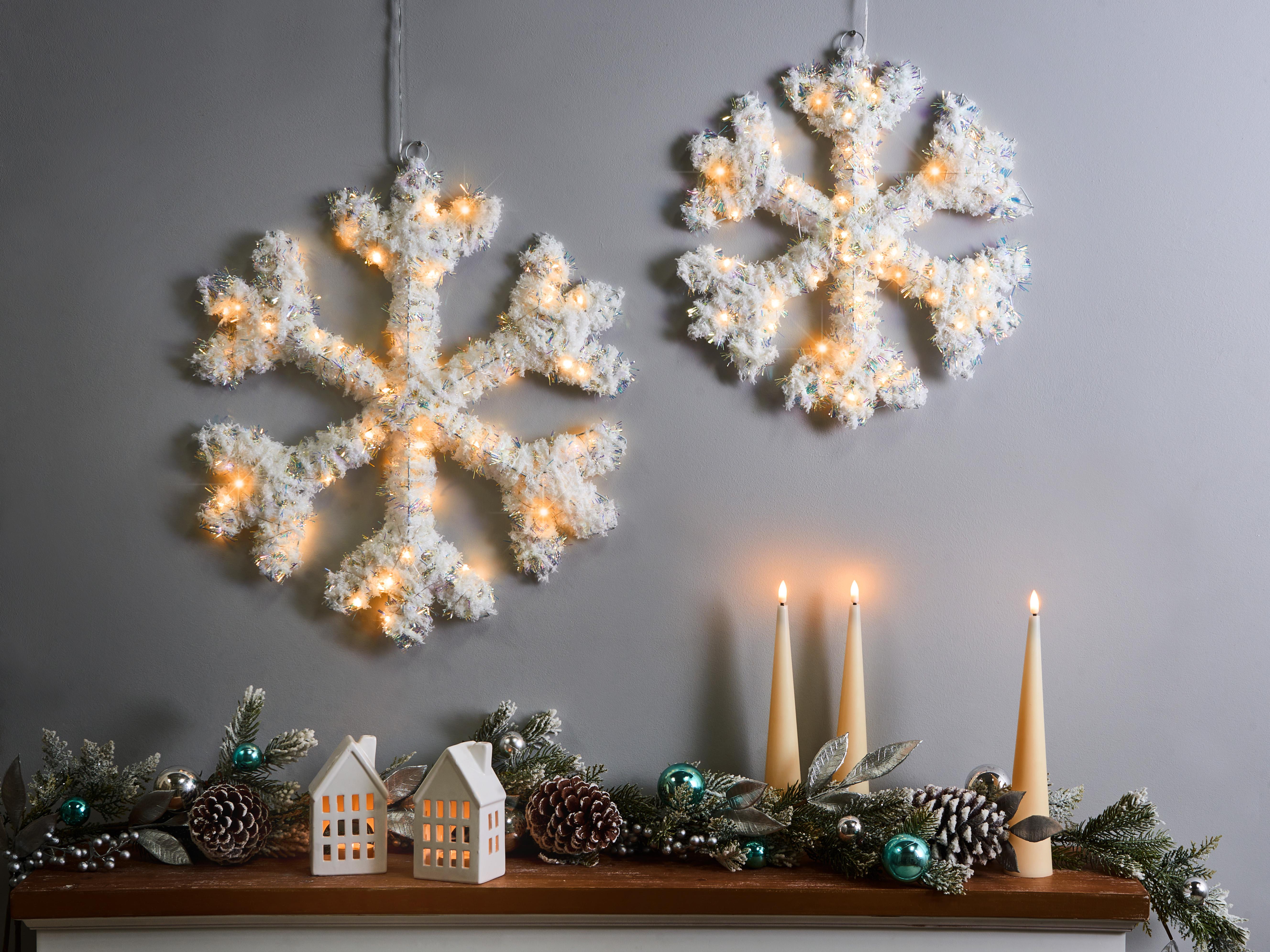 Set van 2 kerstdecoraties LED GURRE Sneeuwvlok 40/50 cm Wit