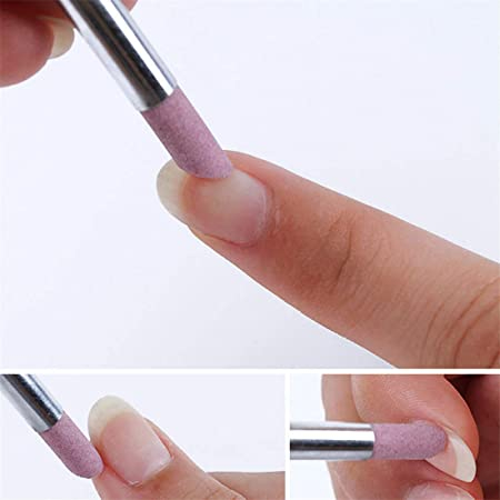 (2er Set) Quarz Stein Nagelhautentferner Nagelbett Buffer für die Maniküre / Pediküre - Schwarz / Weiss