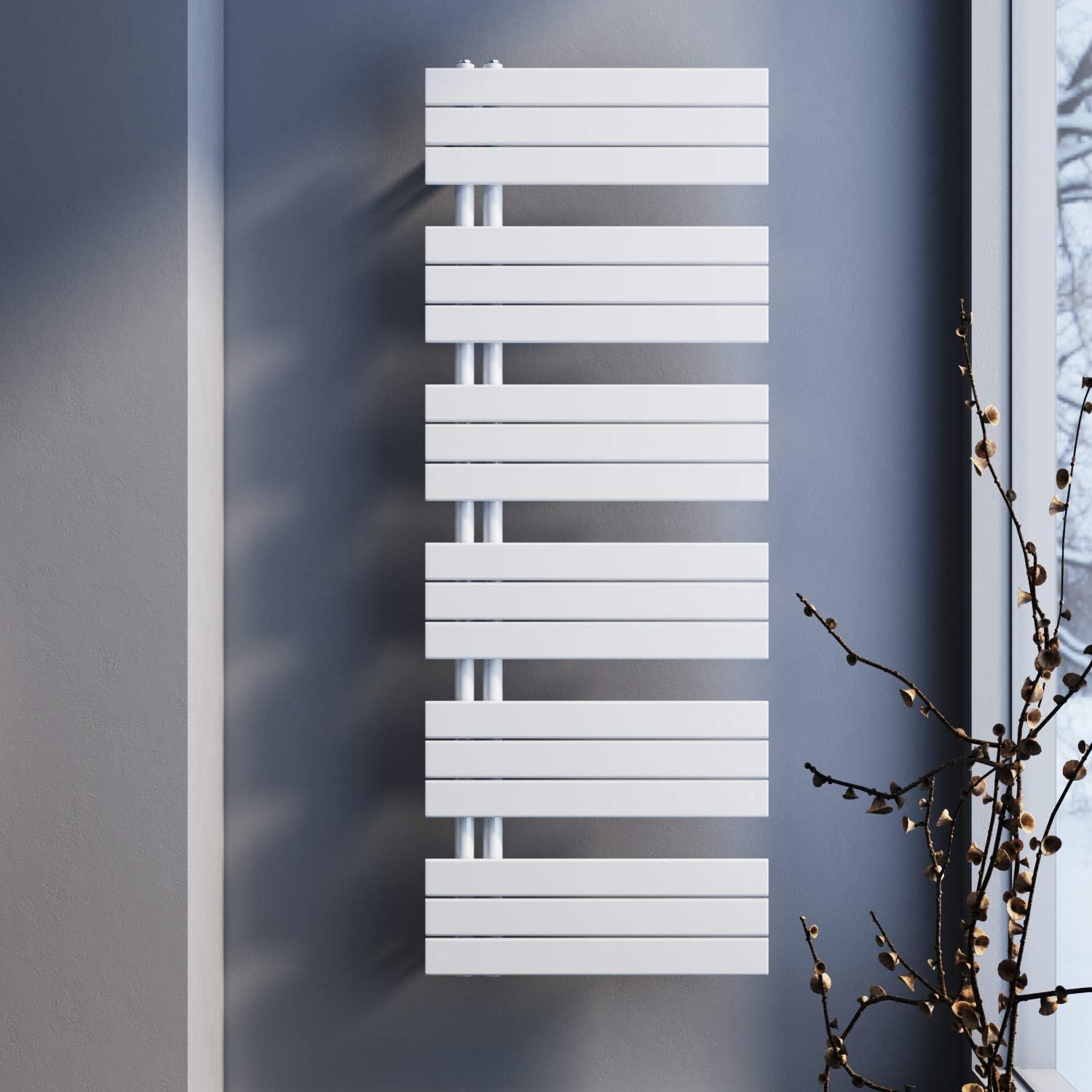 SONNI Badheizkörper 1590x600 mm Weiß, Handtuchheizkörper für Bad Heizkörper Flach mit Seitenanschluss Handtuchwärmer Handtuchhalter 1593W