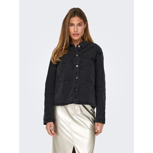 ONLY Cassie Rhinestone Denimskjorte, Washed Black, L