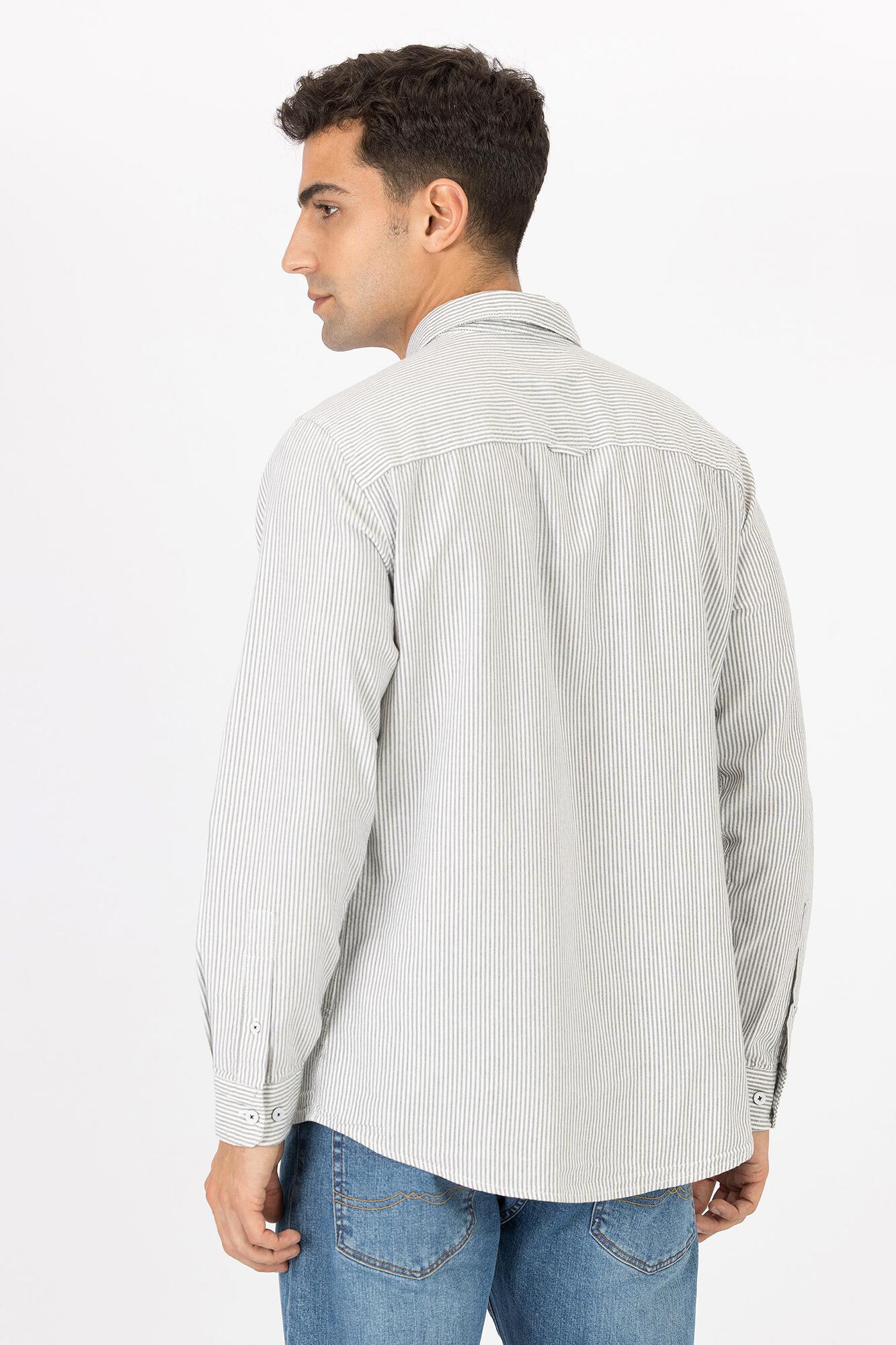Camisa Oxford listrada de corte regular