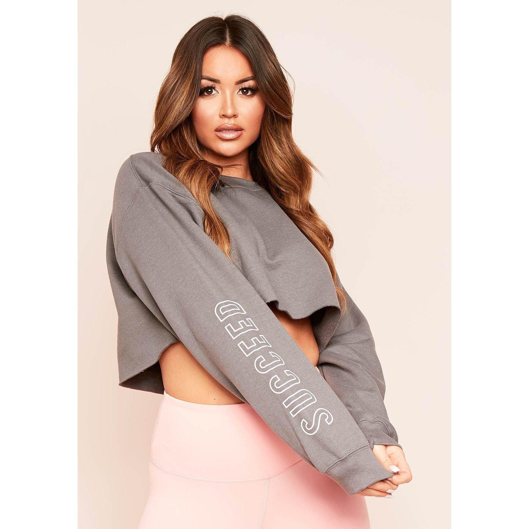 Missy Empire Succeed Slogan Cropped Sweatshirt