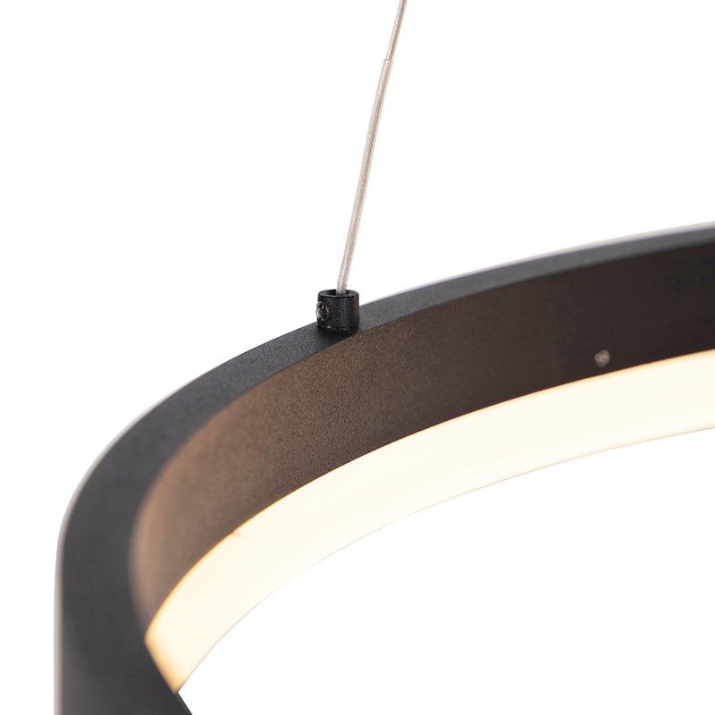 Design hanglamp zwart 60 cm incl. LED 3-staps dimbaar - Anello