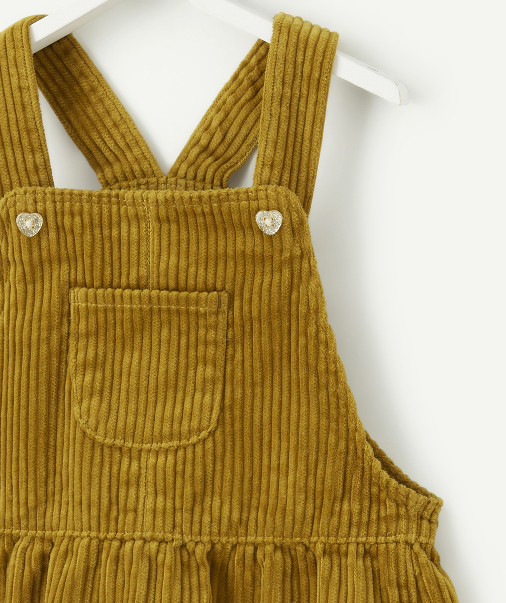 ROBE TABLIER BÉBÉ FILLE EN VELOURS VERT OLIVE