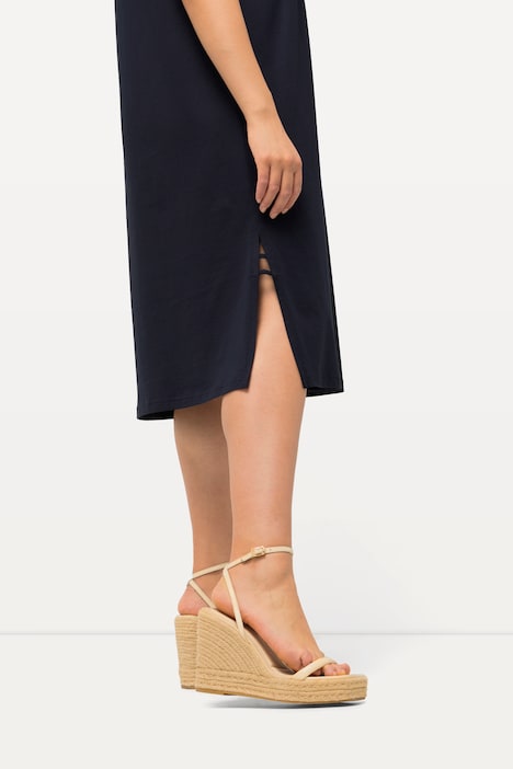 Jerseykleid, Zierbänder, A-Linie, Rundhals, Halbarm