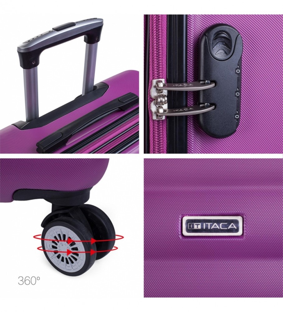 Mala de viagem grande com 4 rodas ITACA 71270 Lilás - 68x47x30cm -